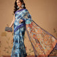 Indigo Prints With Kalamkari Pallu Ready to Wear Saree