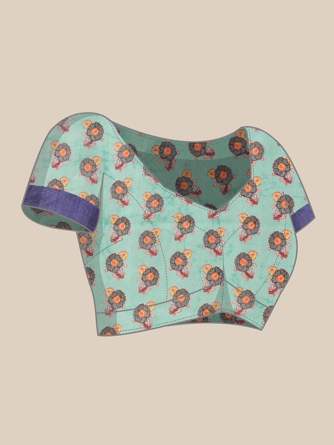 Indigo Prints With Kalamkari Pallu Ready to Wear Saree