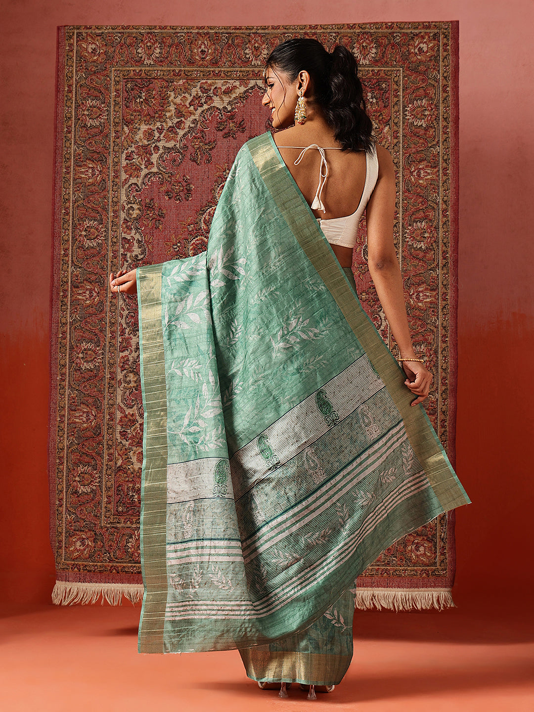 Floral Printed Kotha Silk Ready to Wear Saree With Zari Border