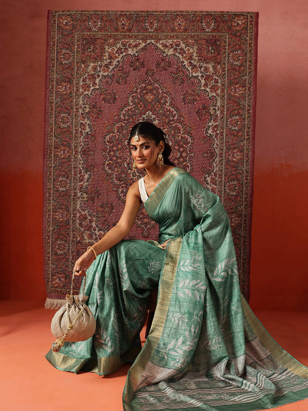 Floral Printed Kotha Silk Ready to Wear Saree With Zari Border