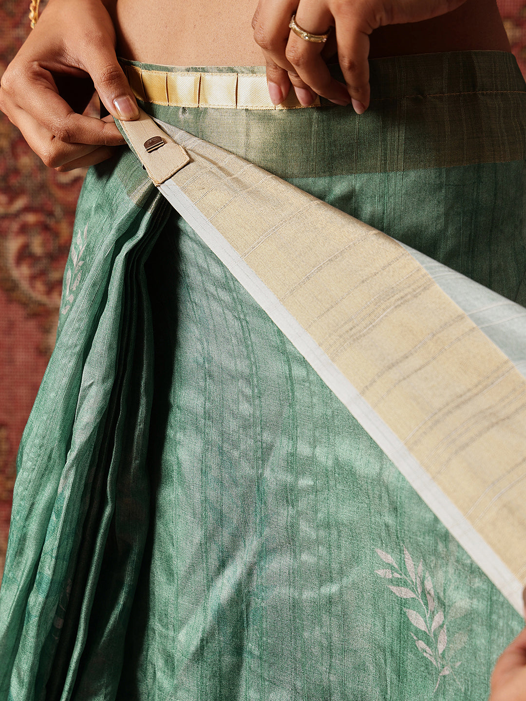 Floral Printed Kotha Silk Ready to Wear Saree With Zari Border