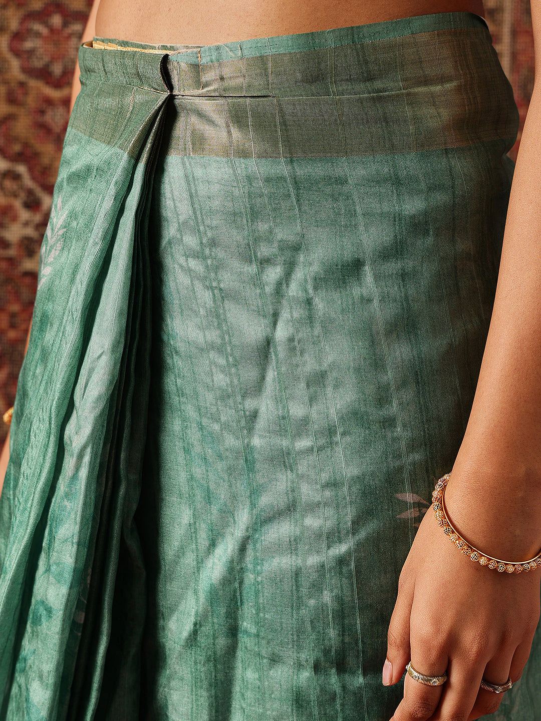 Floral Printed Kotha Silk Ready to Wear Saree With Zari Border