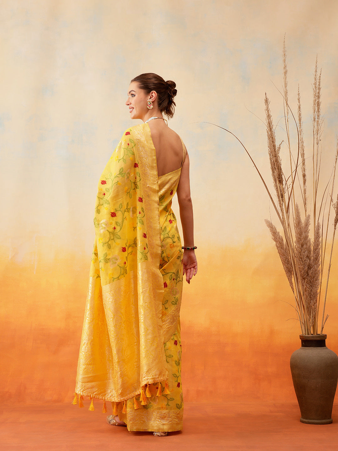 Cotton Jamdani Floral Work Ready to Wear Saree