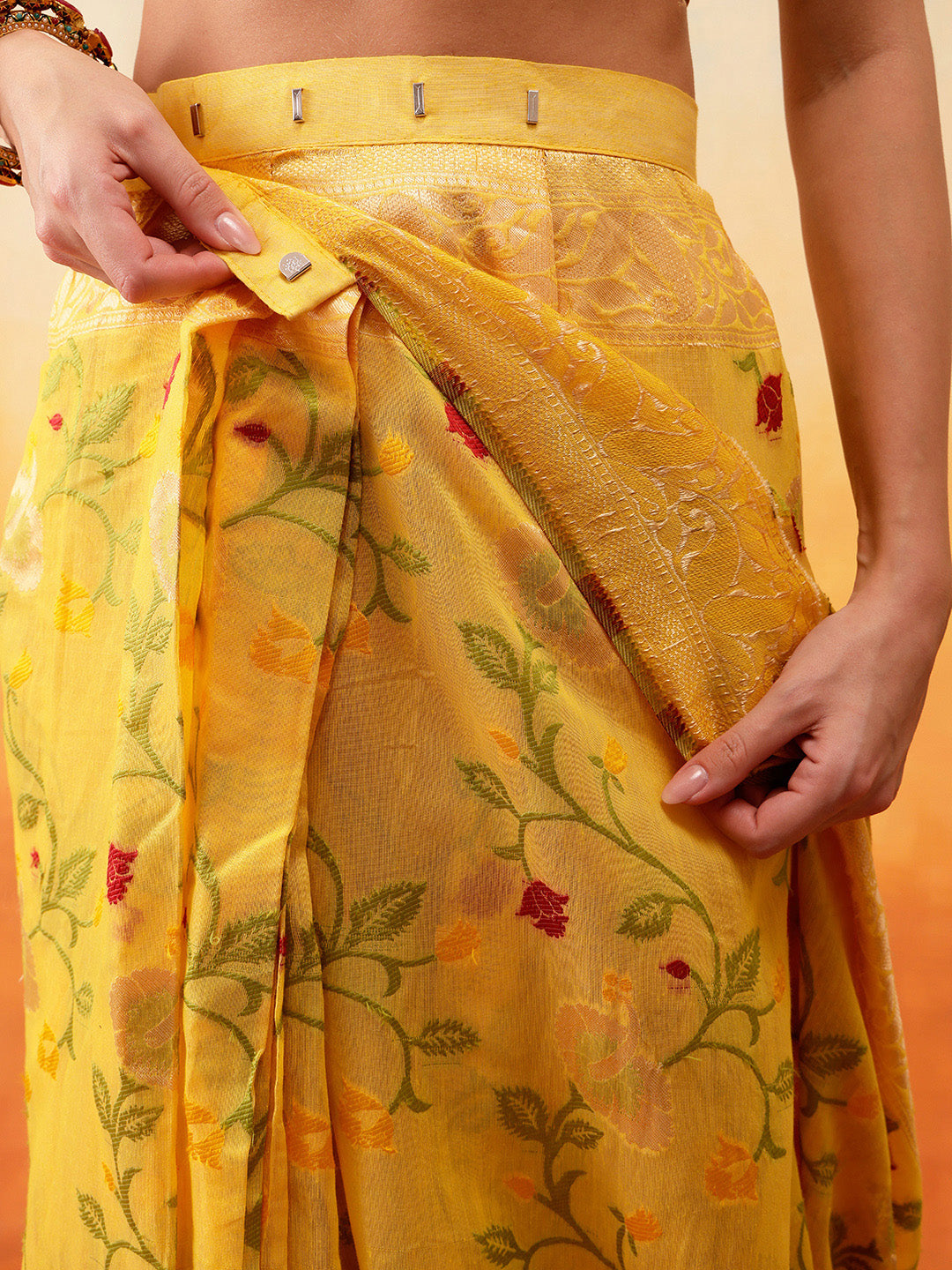 Cotton Jamdani Floral Work Ready to Wear Saree