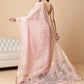 Light Peach Color Jamdani Ready to Wear Saree With Zari Border & Tassels