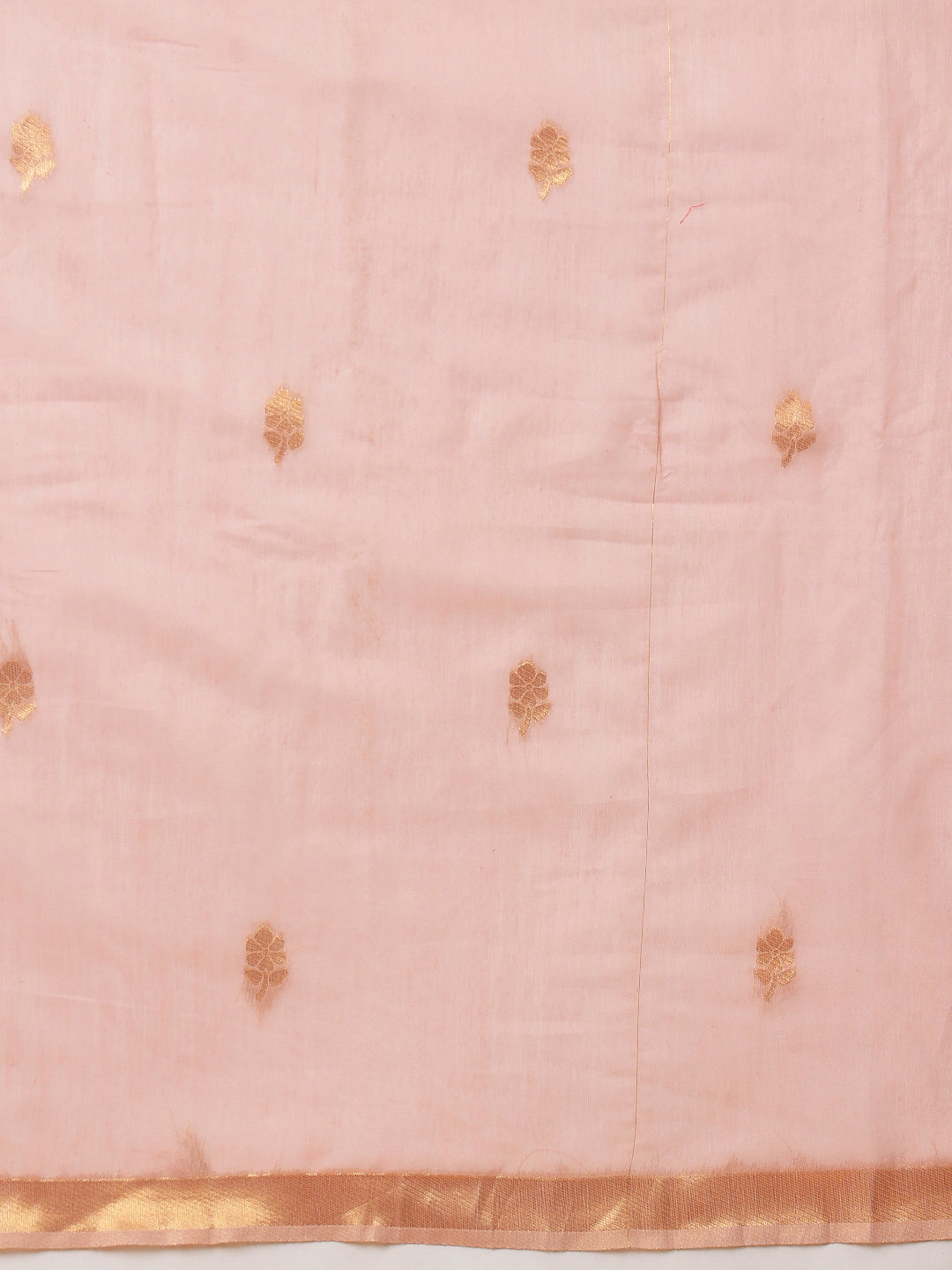 Light Peach Color Jamdani Ready to Wear Saree With Zari Border & Tassels