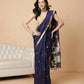 Royal Blue Floral Cotton Jamdani Ready to Wear Saree