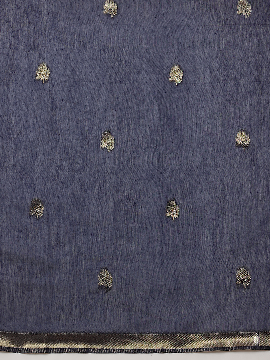 Royal Blue Floral Cotton Jamdani Ready to Wear Saree