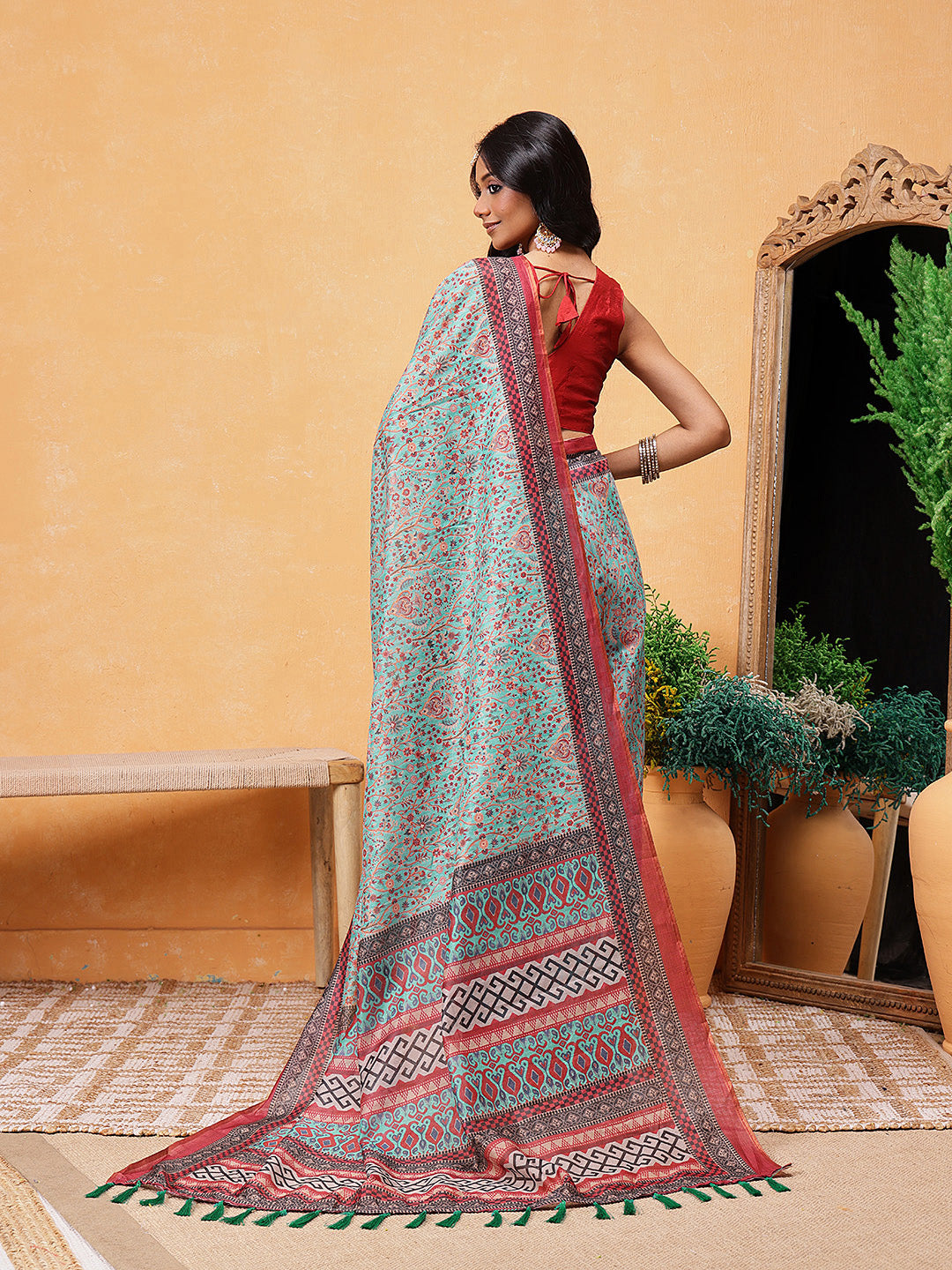 Printed Kalamkari Ready To Wear Saree