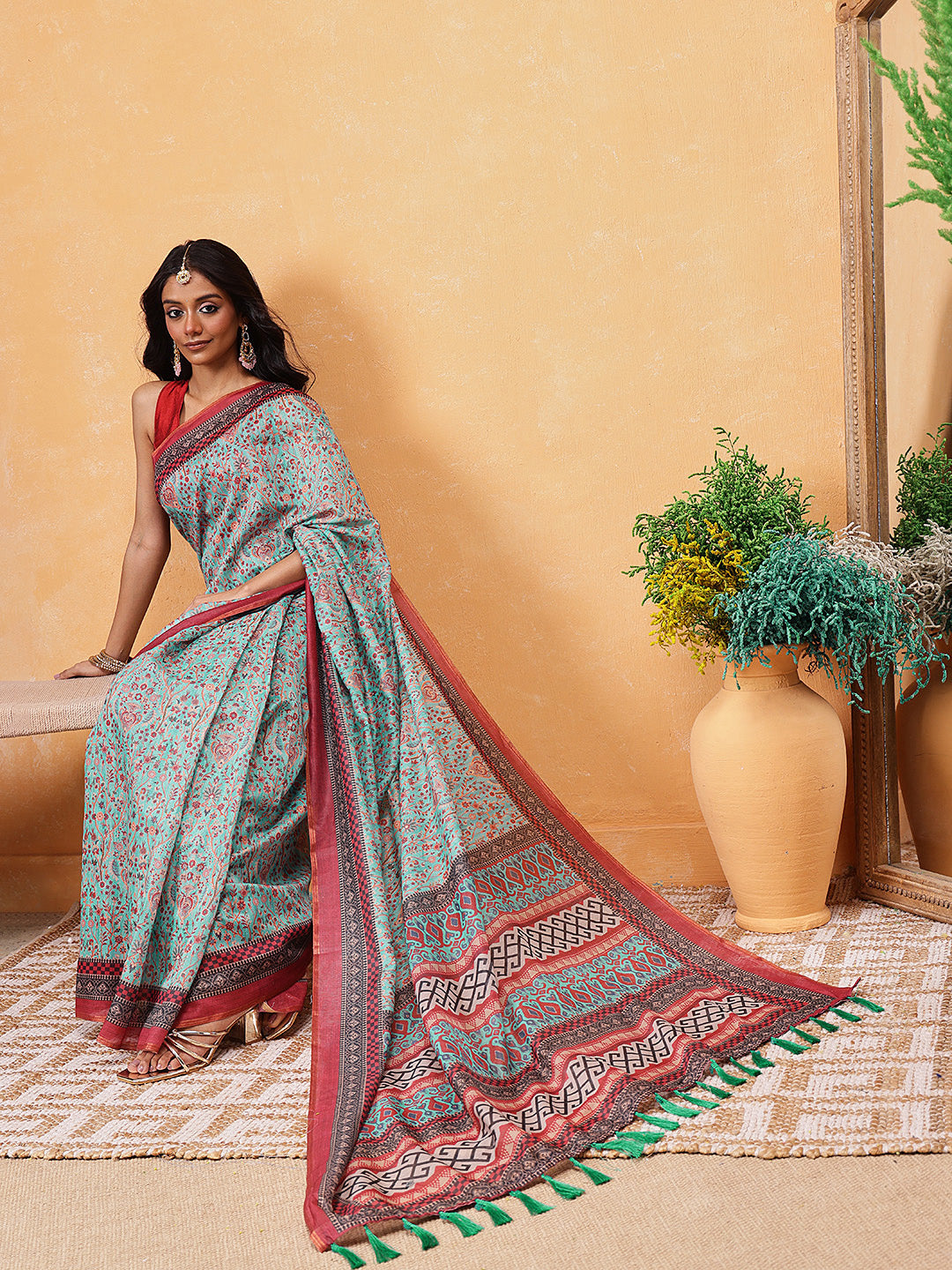 Printed Kalamkari Ready To Wear Saree