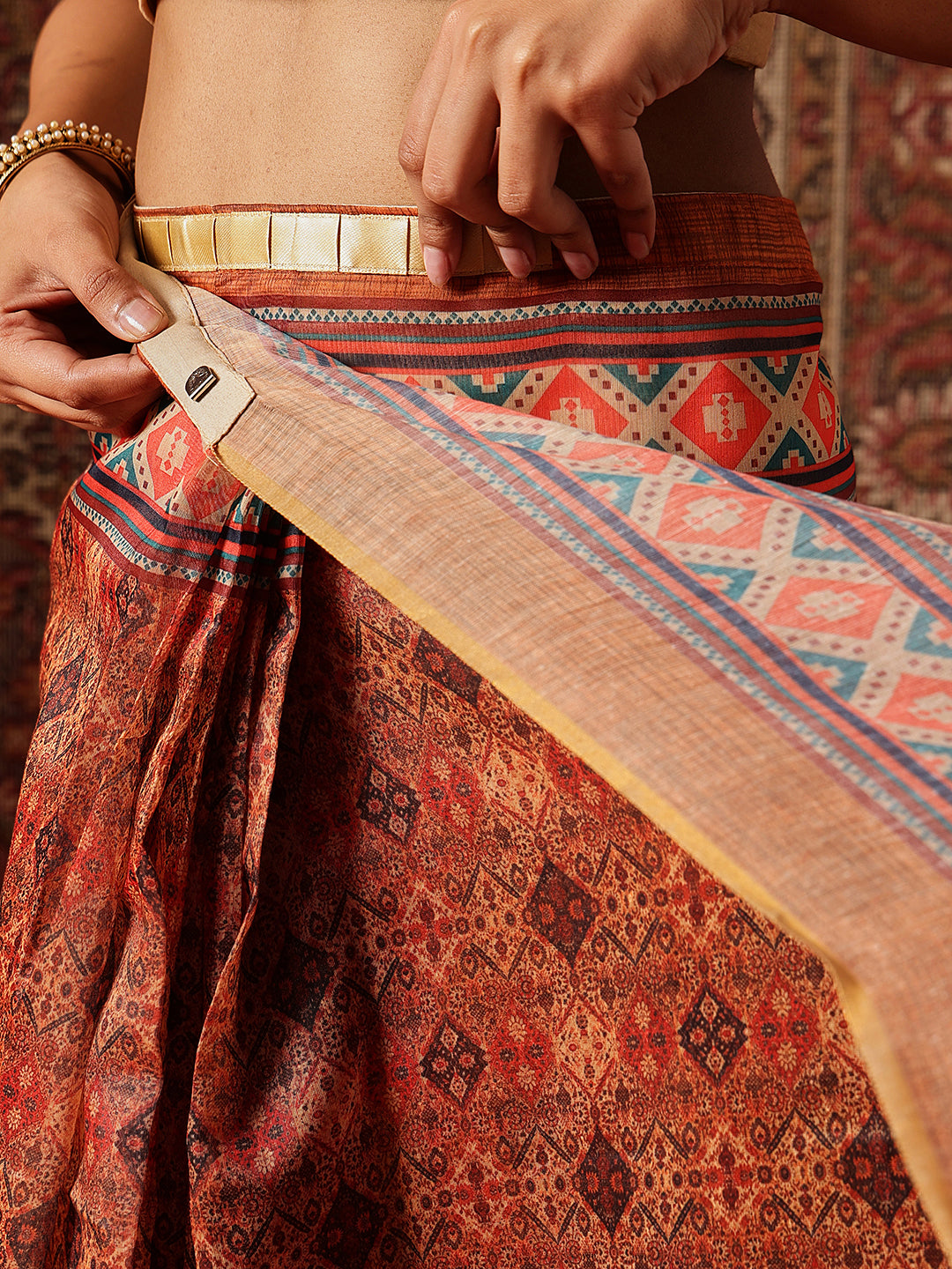 Digital Printed Chanderi Ready to Wear Saree