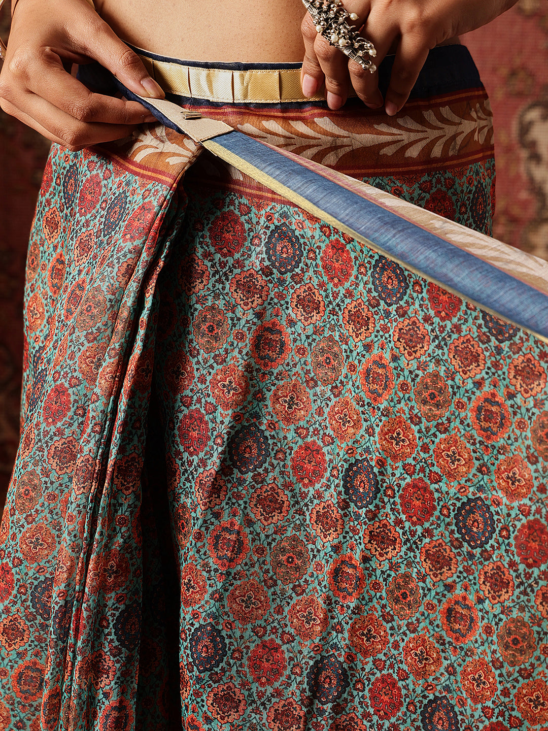 Digital Printed Chanderi Ready to Wear Saree