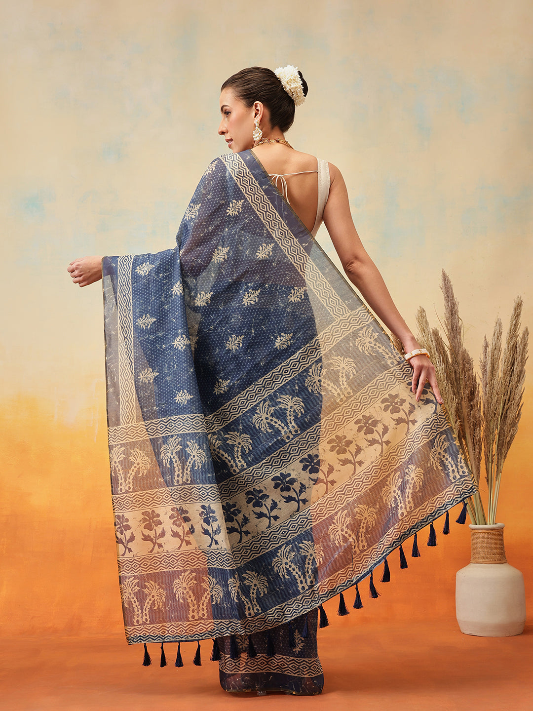 Floral Printed Chanderi Ready to Wear Saree