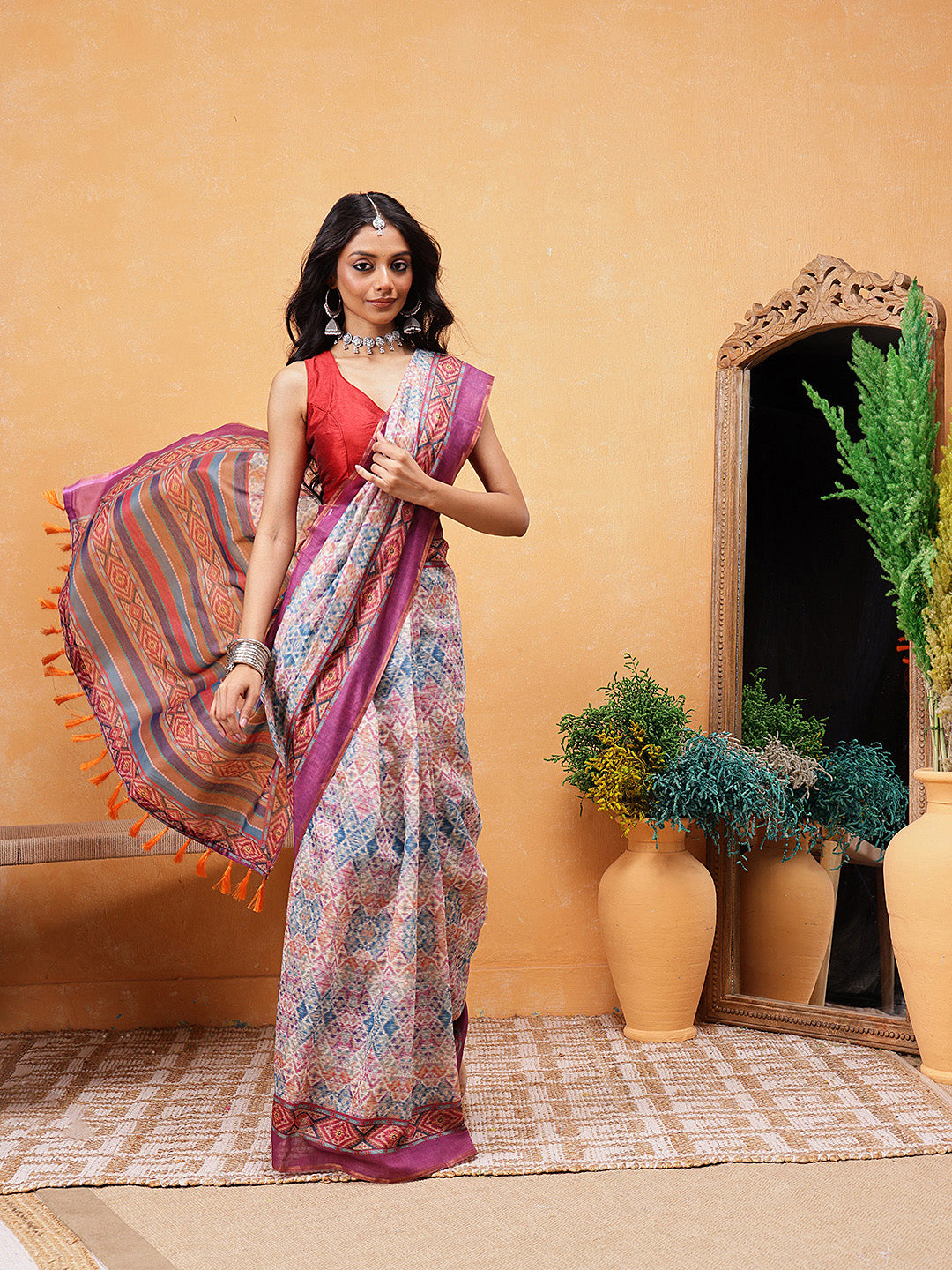 Printed Kalamkari Ready To Wear Saree