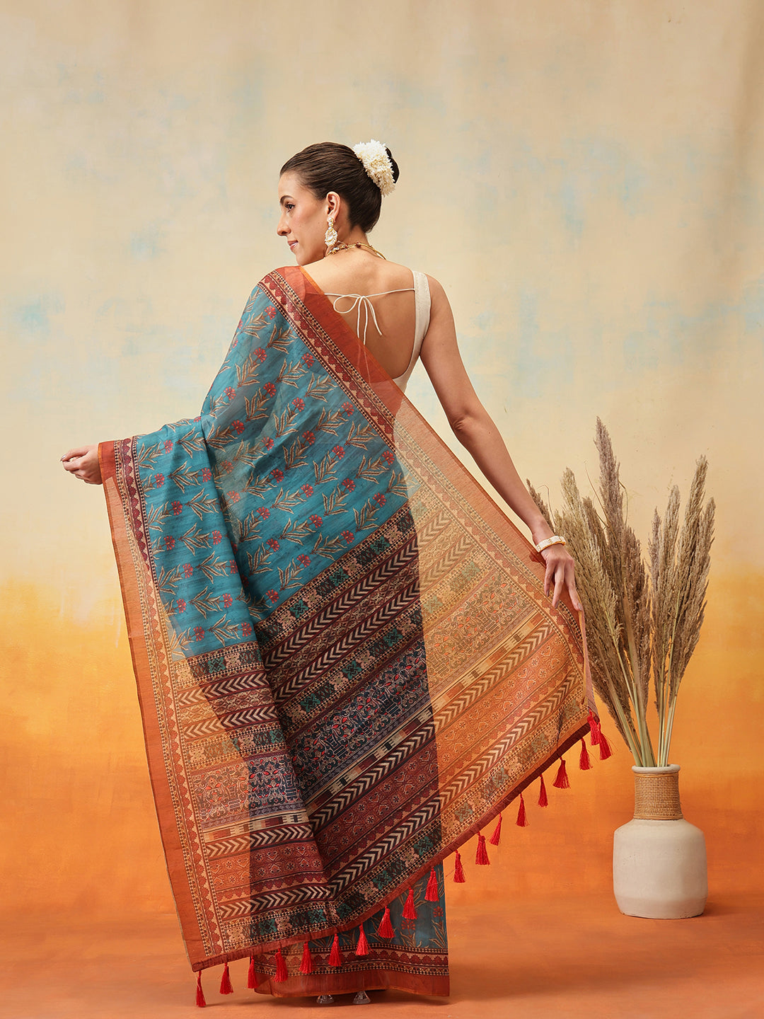 Floral Printed Chanderi Ready to Wear Saree