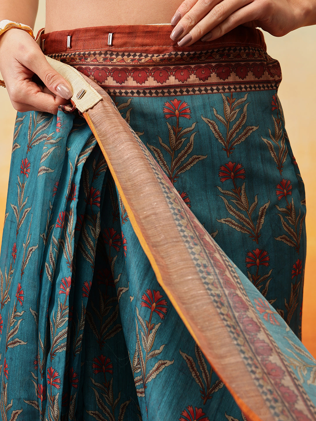 Floral Printed Chanderi Ready to Wear Saree
