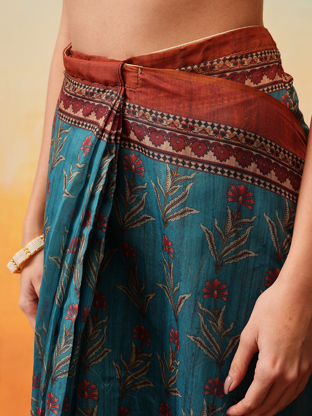 Floral Printed Chanderi Ready to Wear Saree
