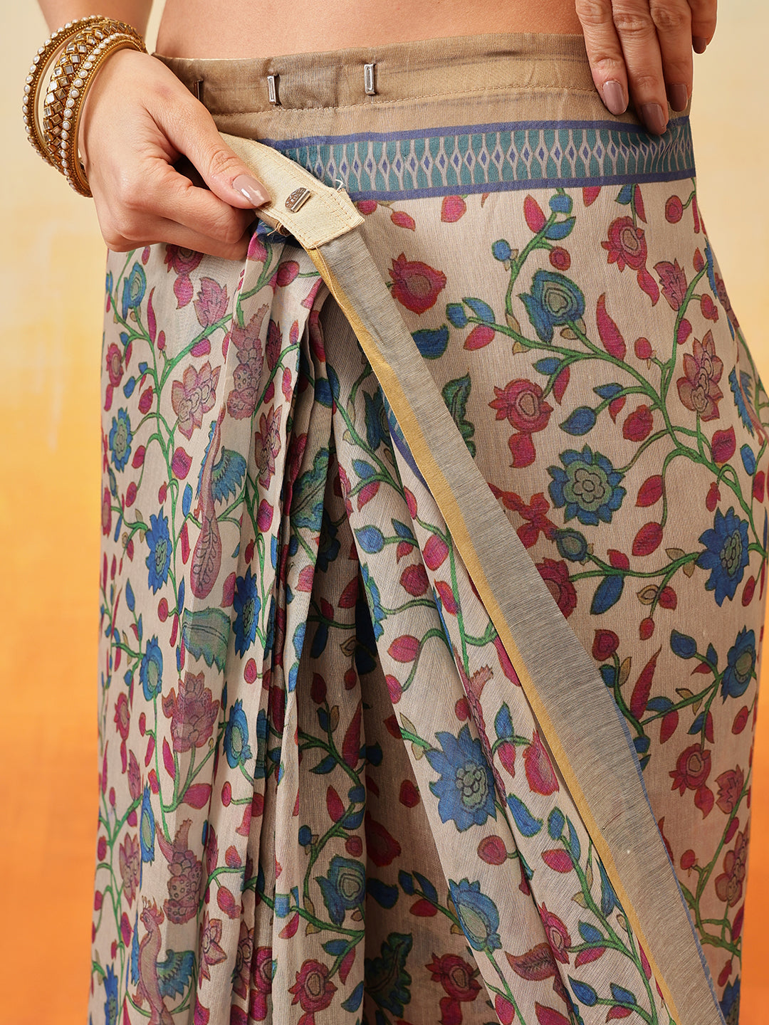 Floral Printed Chanderi Ready to Wear Saree