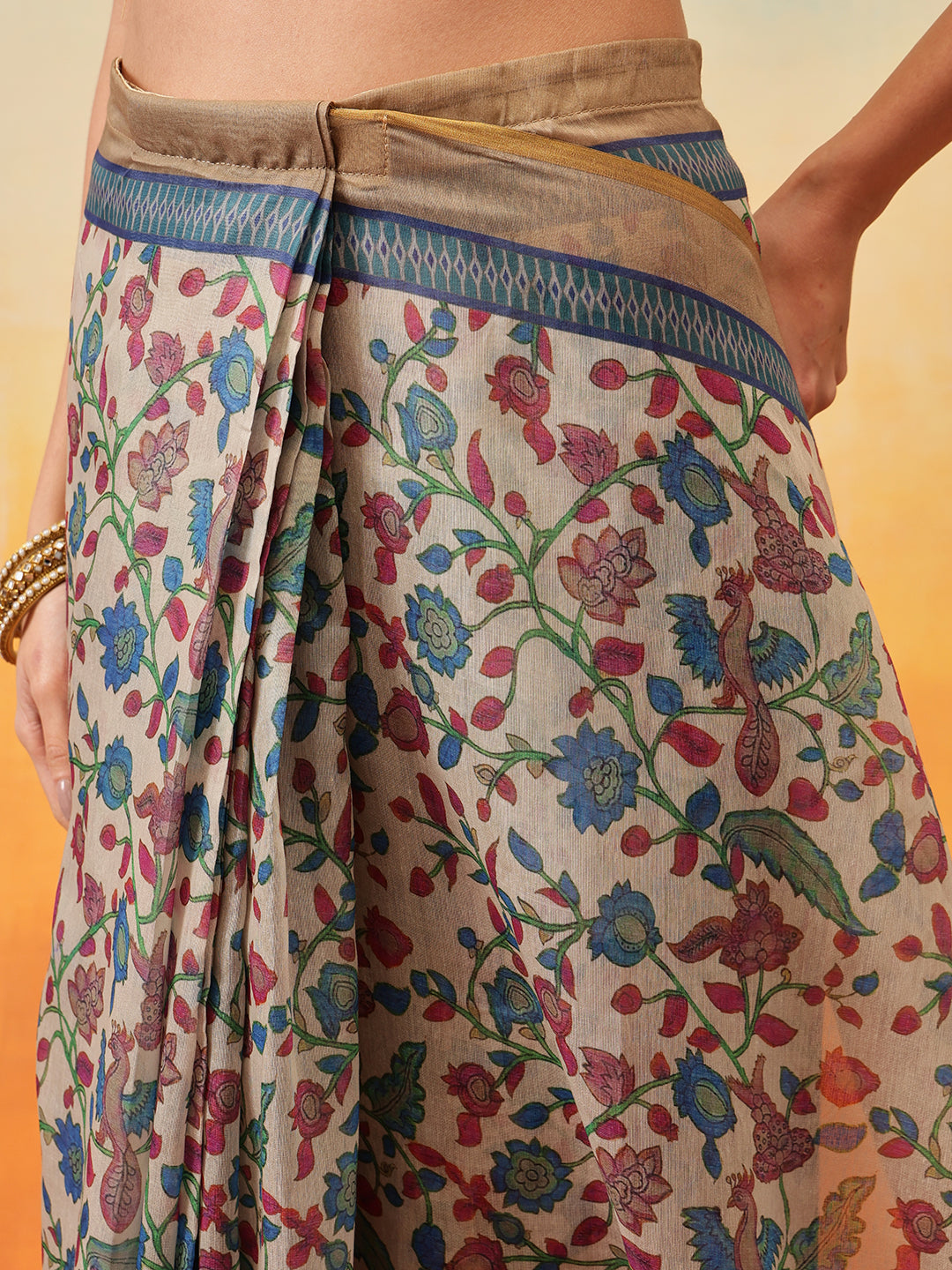Floral Printed Chanderi Ready to Wear Saree