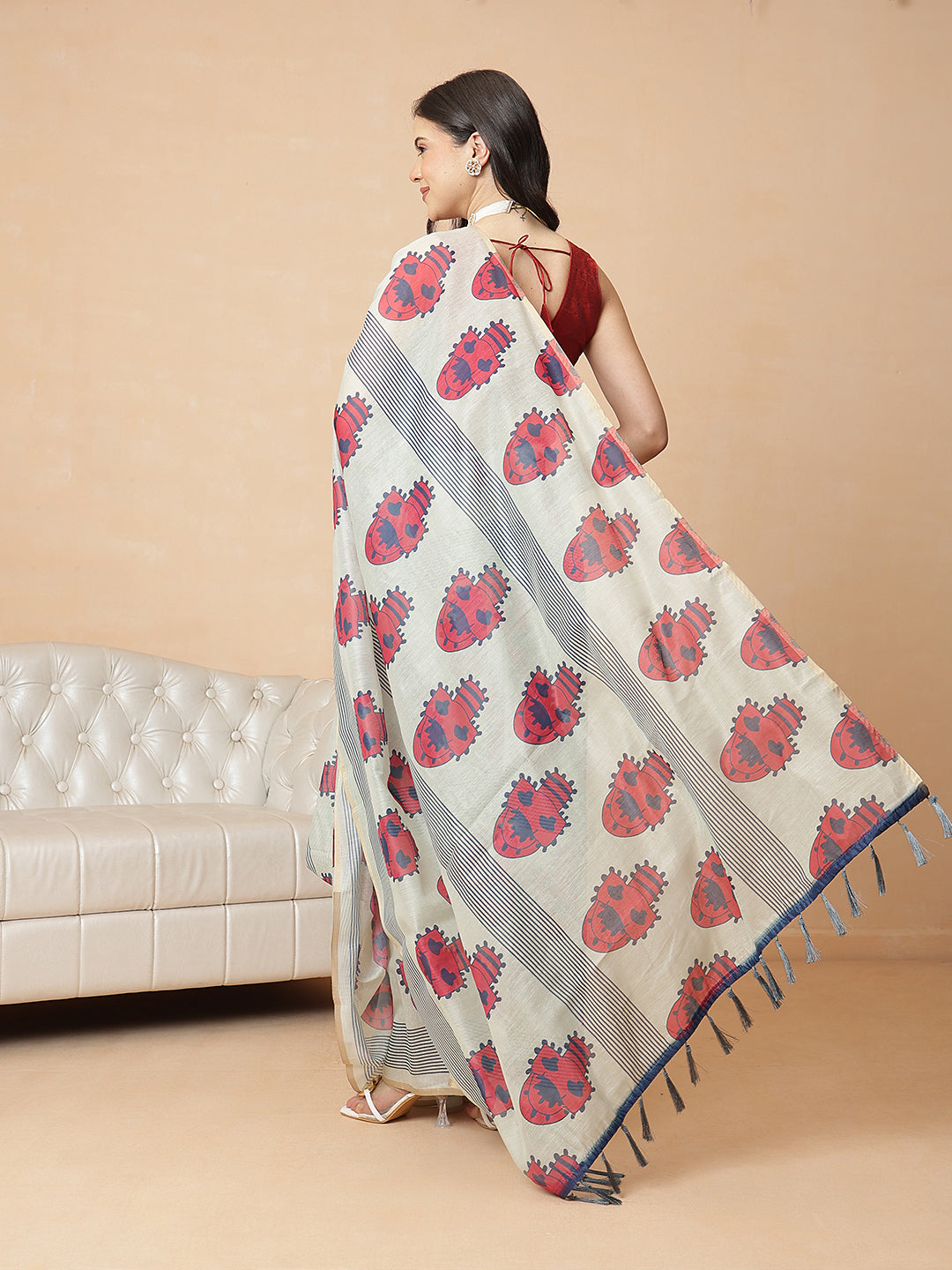 Digital Printed Chanderi Cotton Ready to Wear Saree