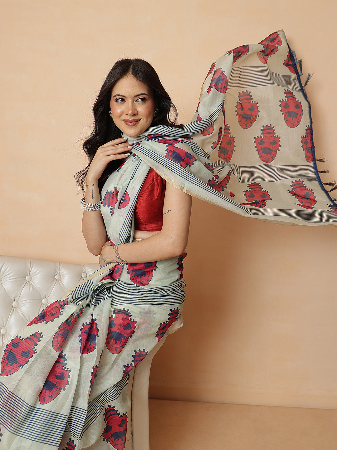 Digital Printed Chanderi Cotton Ready to Wear Saree