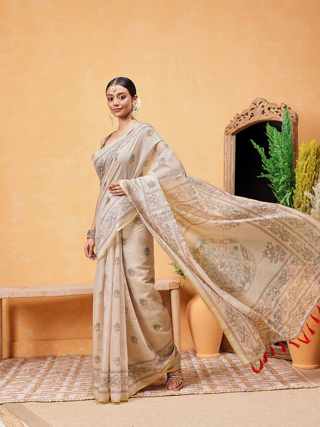 Printed Kalamkari Ready To Wear Saree