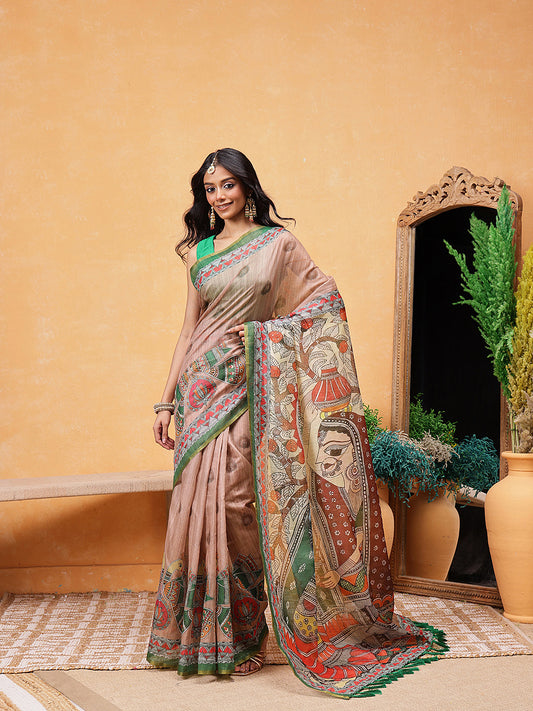 Madhubani Printed Ready To Wear Saree