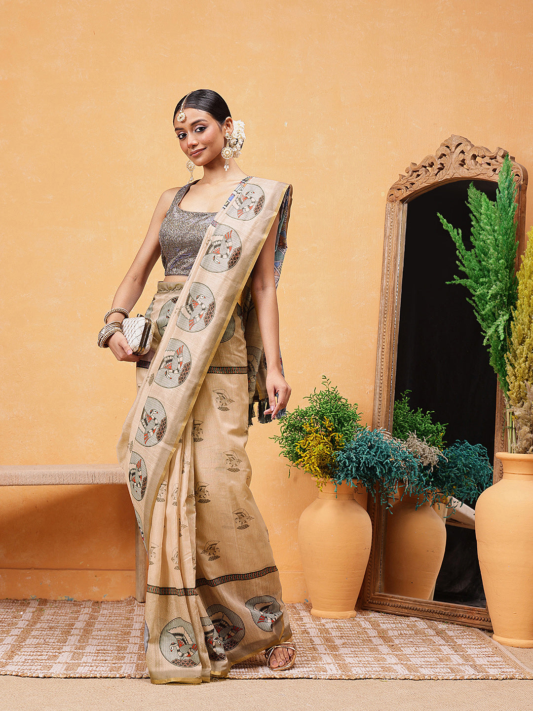 Madhubani Printed Ready To Wear Saree