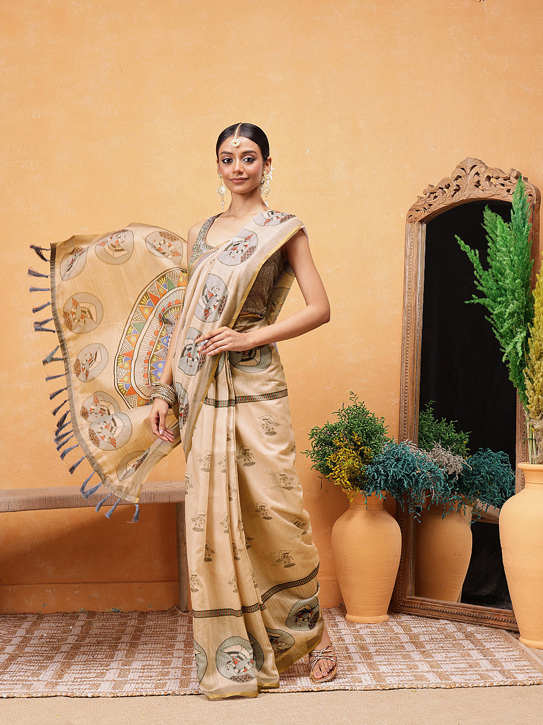 Madhubani Printed Ready To Wear Saree