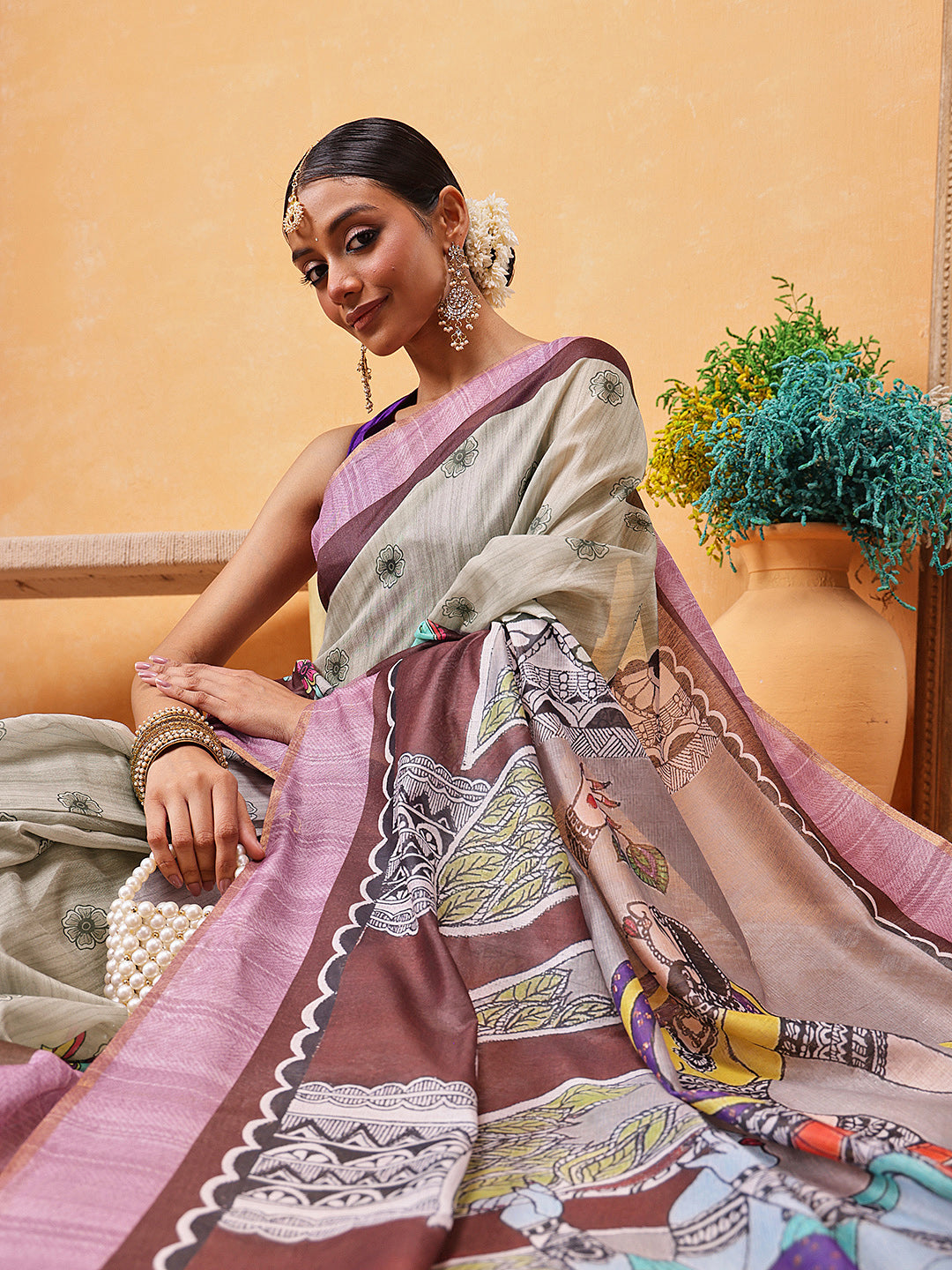 Madhubani Printed Ready To Wear Saree