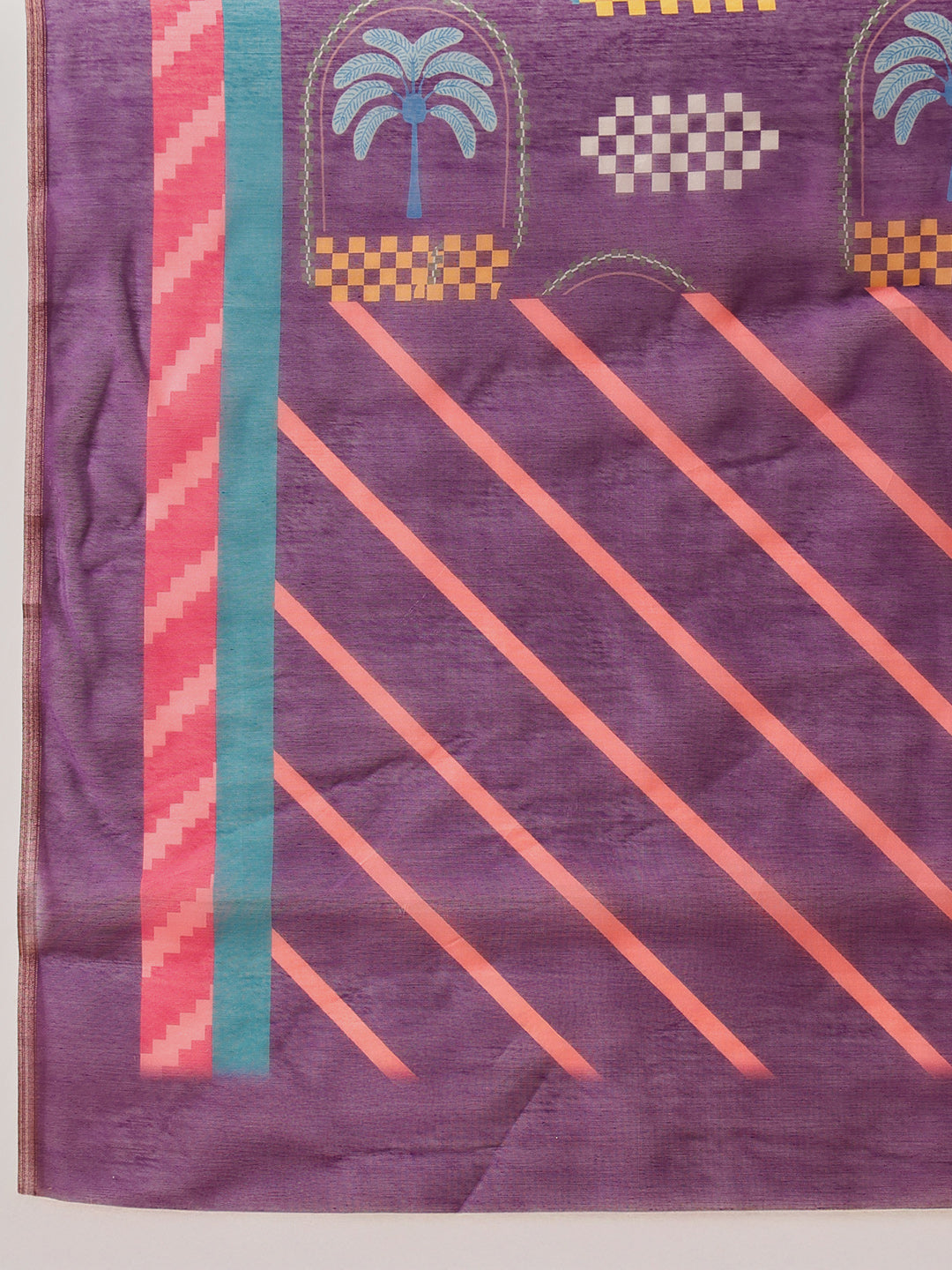 Chanderi Cotton Blend Digital Printed Ready to Wear Saree With Pocket