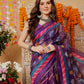 Chanderi Cotton Blend Digital Printed Ready to Wear Saree With Pocket