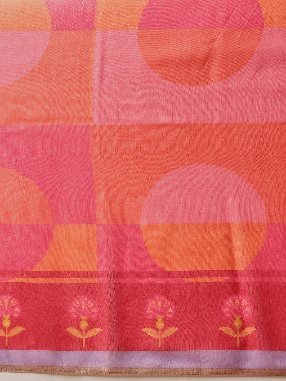 Chanderi Cotton Blend Digital Printed Ready to Wear Saree With Pocket