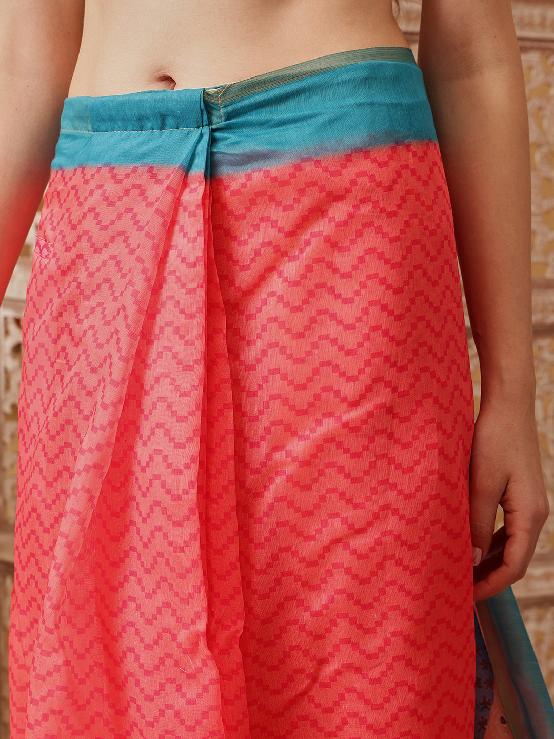 Chanderi Cotton Blend Digital Printed Ready to Wear Saree With Pocket