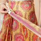 Yellow Paisley Printed Ready to Wear Saree with Ethnic Pallu Design