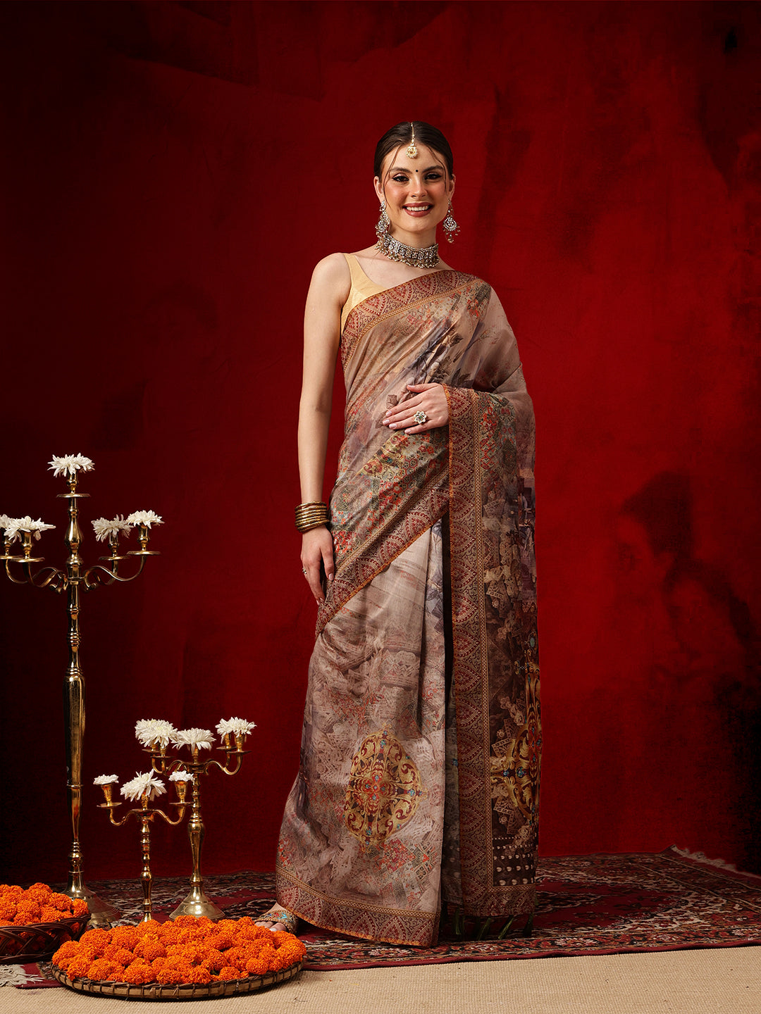 Kalamkari Cotton Chanderi Ready to wear Saree