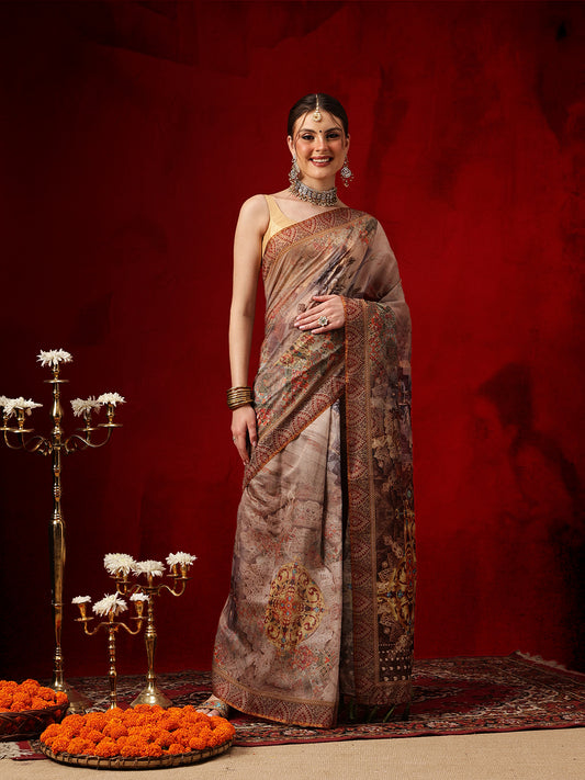 Kalamkari Cotton Chanderi Ready to wear Saree