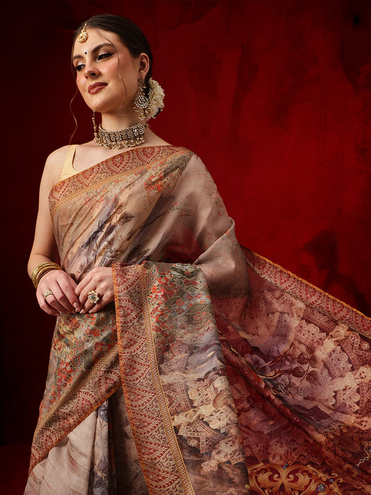 Kalamkari Cotton Chanderi Ready to wear Saree