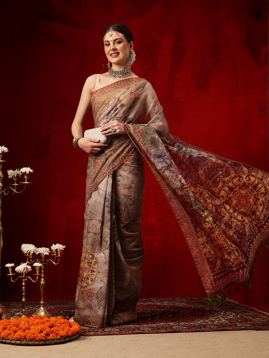 Kalamkari Cotton Chanderi Ready to wear Saree