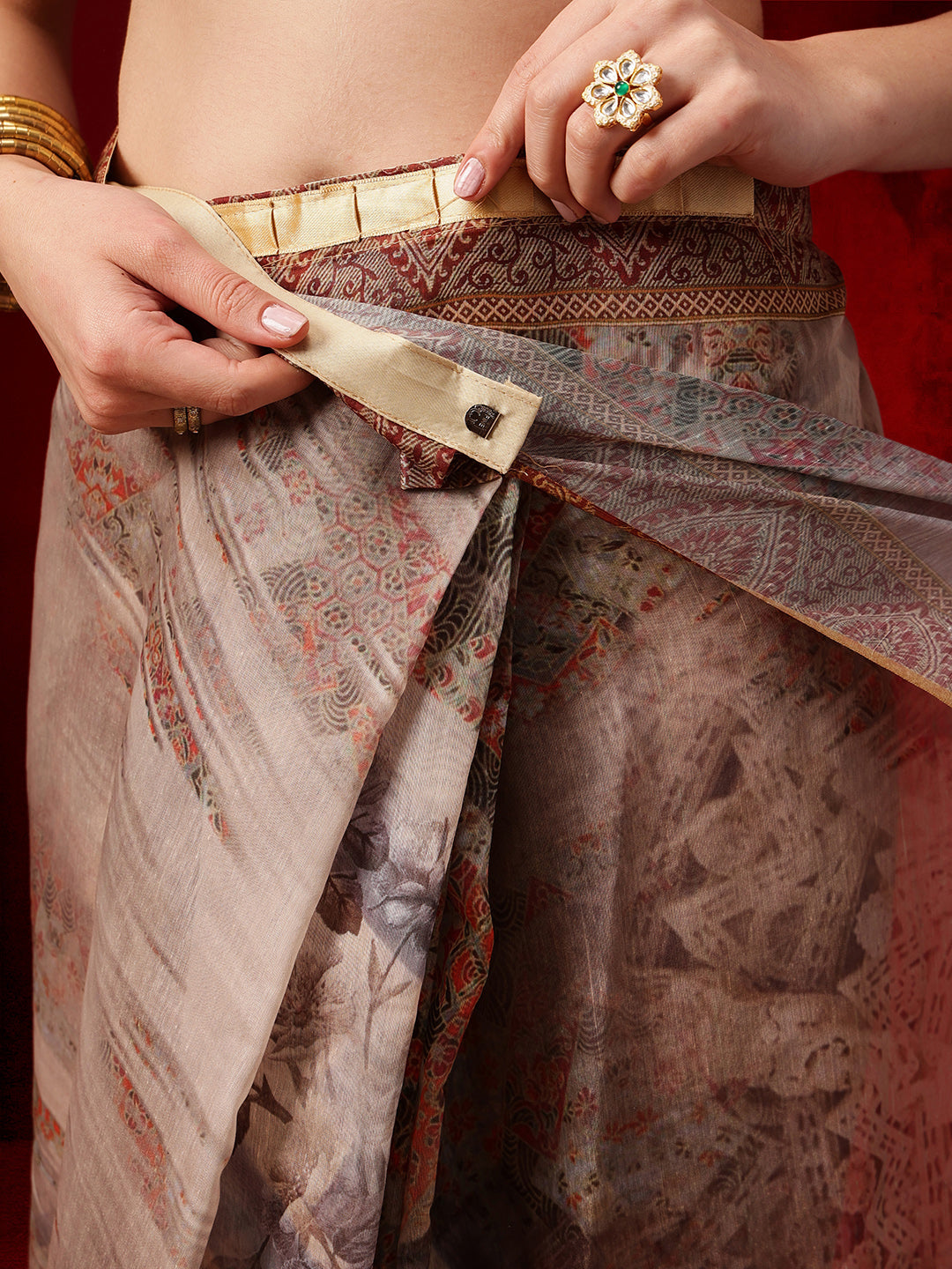 Kalamkari Cotton Chanderi Ready to wear Saree