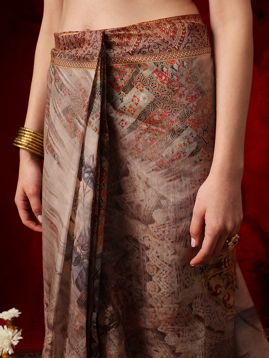 Kalamkari Cotton Chanderi Ready to wear Saree