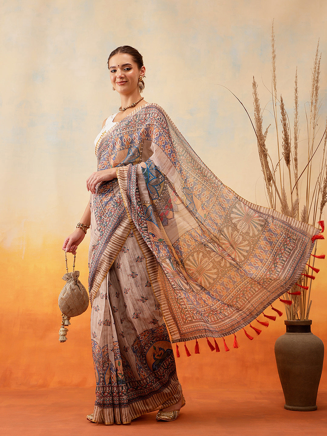 Printed Chanderi Ready to Wear Saree
