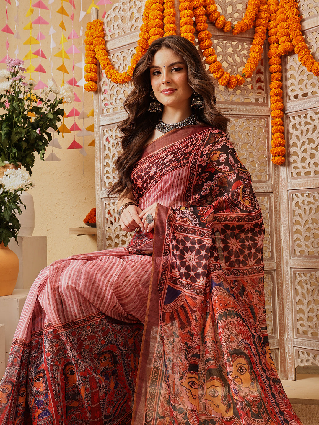 Kalamkari Cotton Chanderi Ready to wear Saree