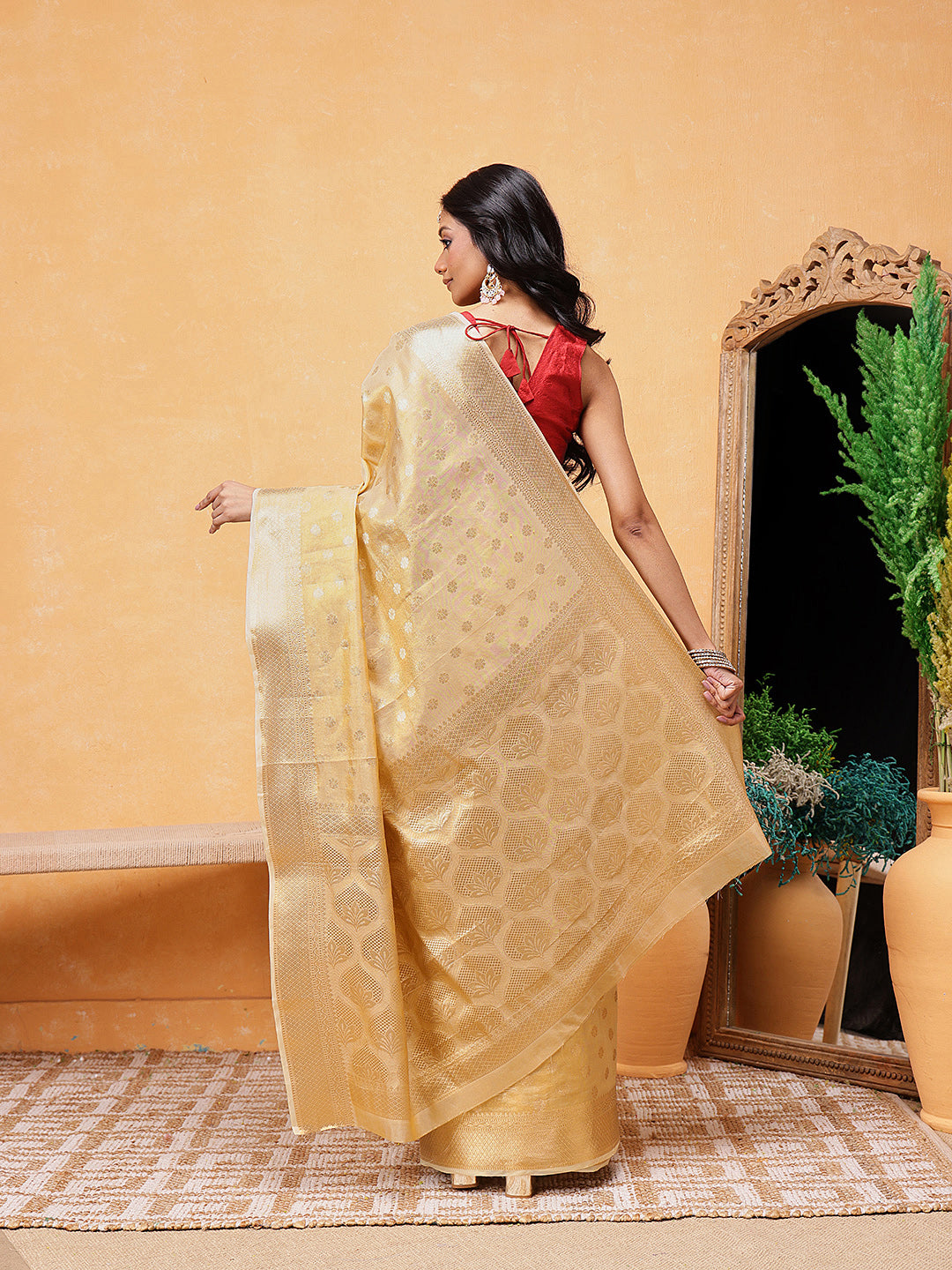 Tissue Silk Zari Woven Ready To Wear Saree