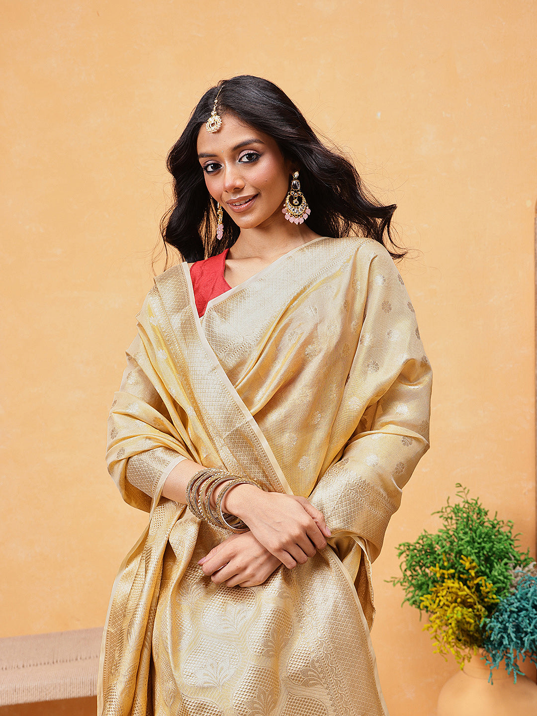 Tissue Silk Zari Woven Ready To Wear Saree