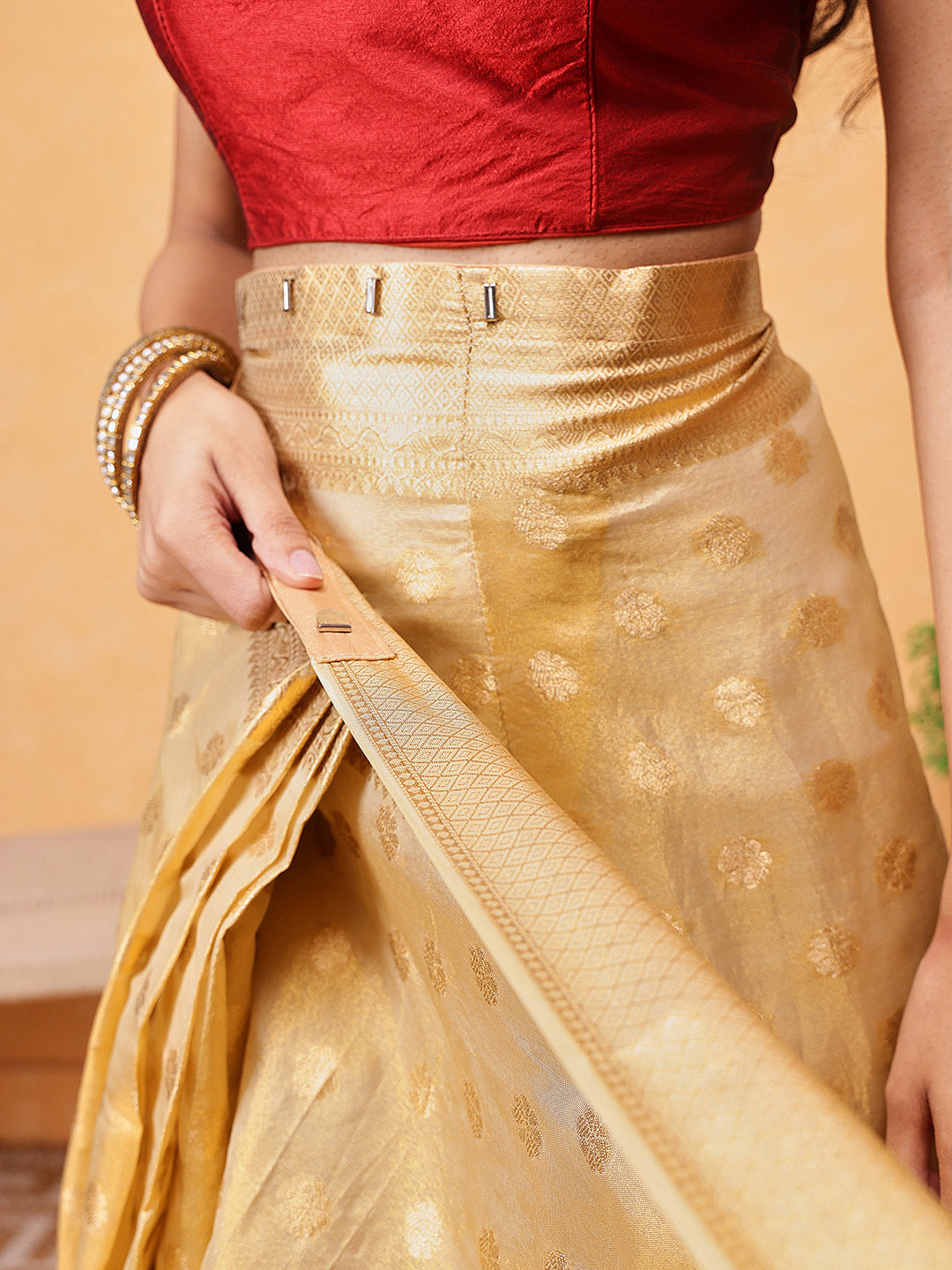 Tissue Silk Zari Woven Ready To Wear Saree