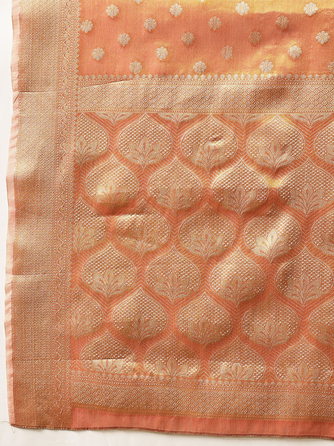Semi Kanjivaram Tissue Silk Gold Zari Woven Ready to Wear Saree
