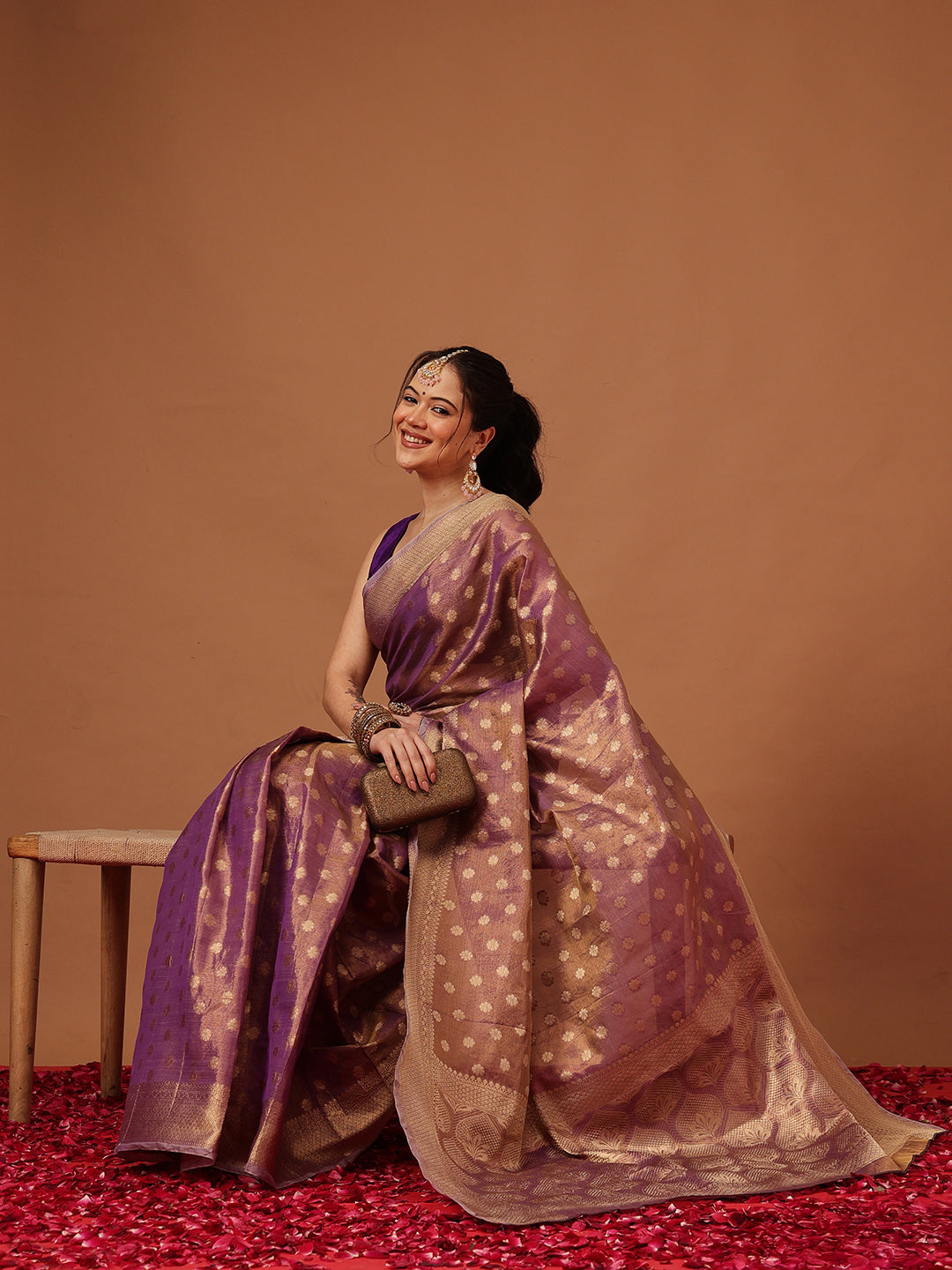 Semi Kanjivaram Tissue Silk Gold Zari Woven Ready to Wear Saree