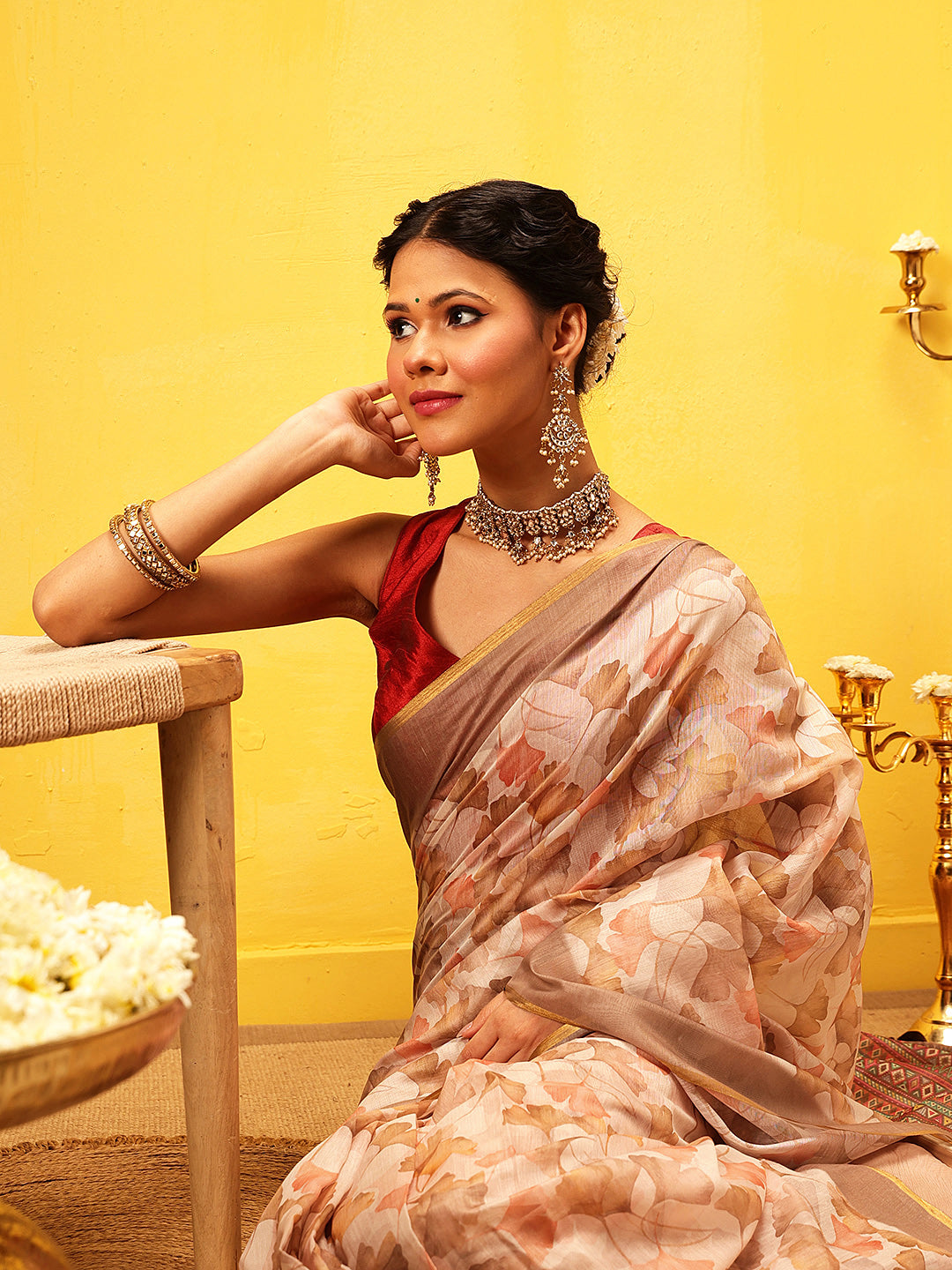 Cotton Blend Digital Print Ready to Wear Saree