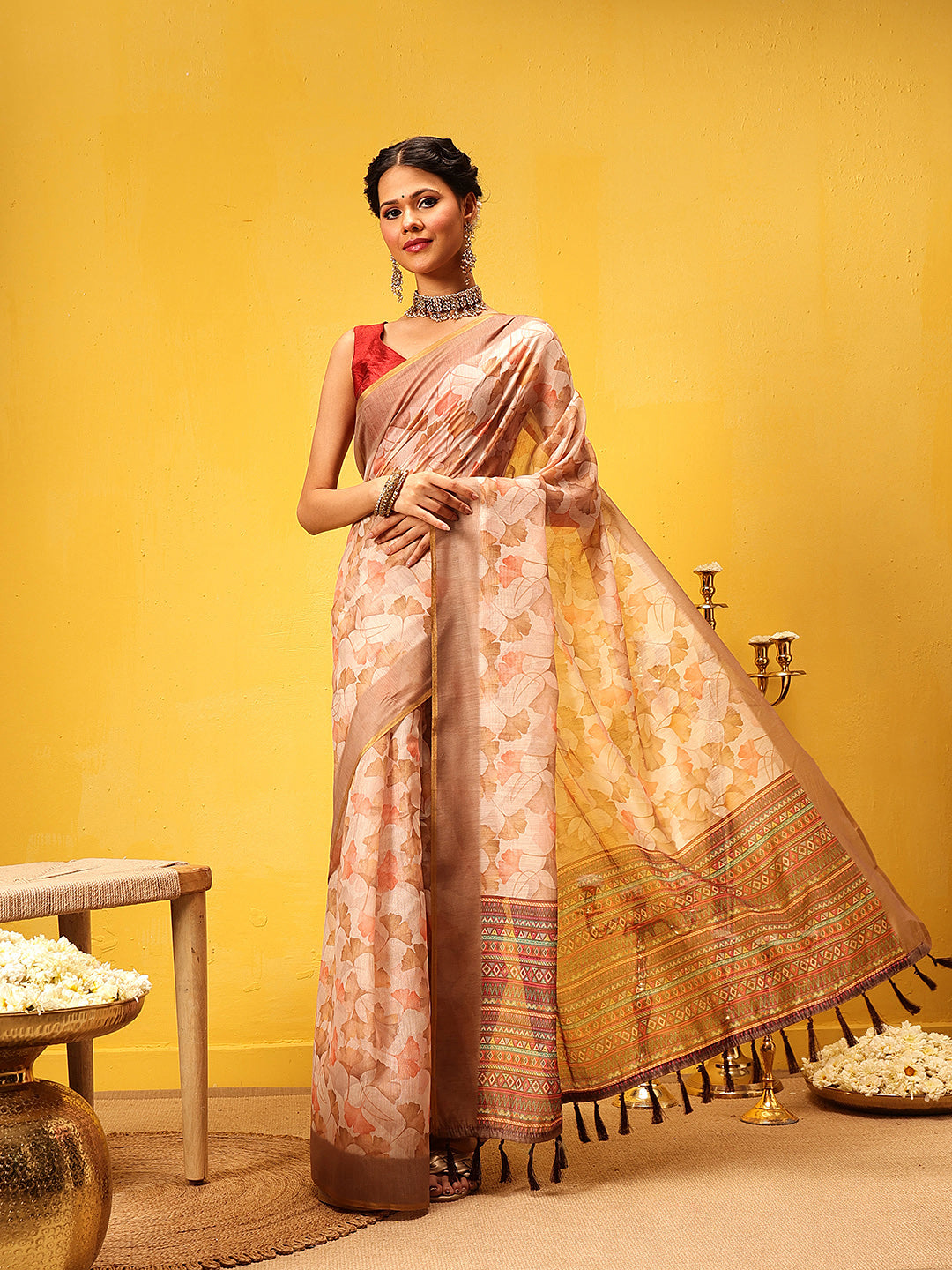 Cotton Blend Digital Print Ready to Wear Saree